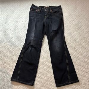 Levi's Black Distressed Flare Jeans